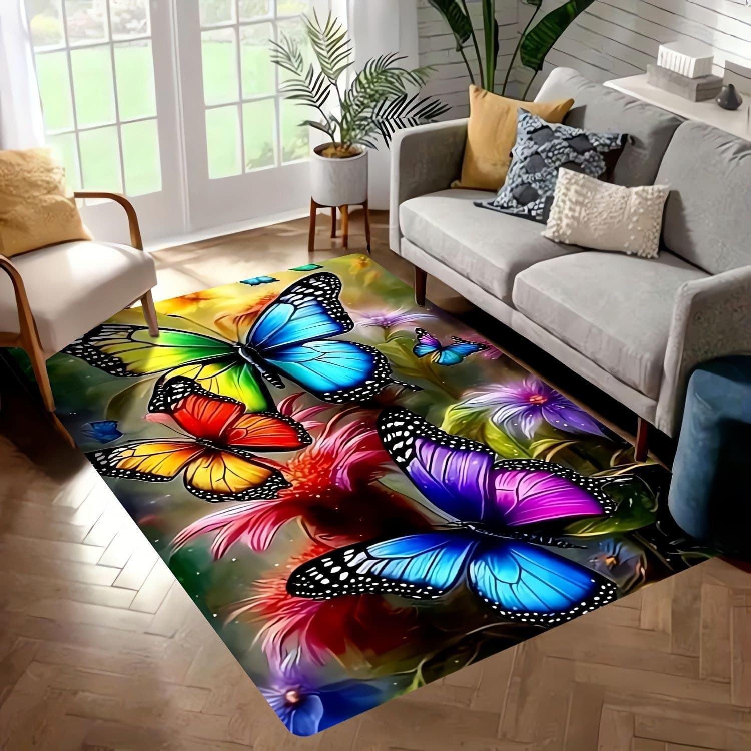 Cross-border Drop Shipping Butterfly Carpet for Living Room, Sofa, Coffee Table Mat, Entryway Door Mat, Dirt Scraper Pad, In Stock