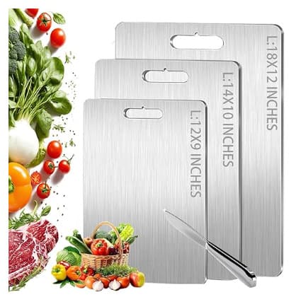 Amazon Stainless Steel Cutting Board Kitchen Chopping Board New Double-Sided Food Grade Chopping Board for Cutting Meat Vegetables Fruits