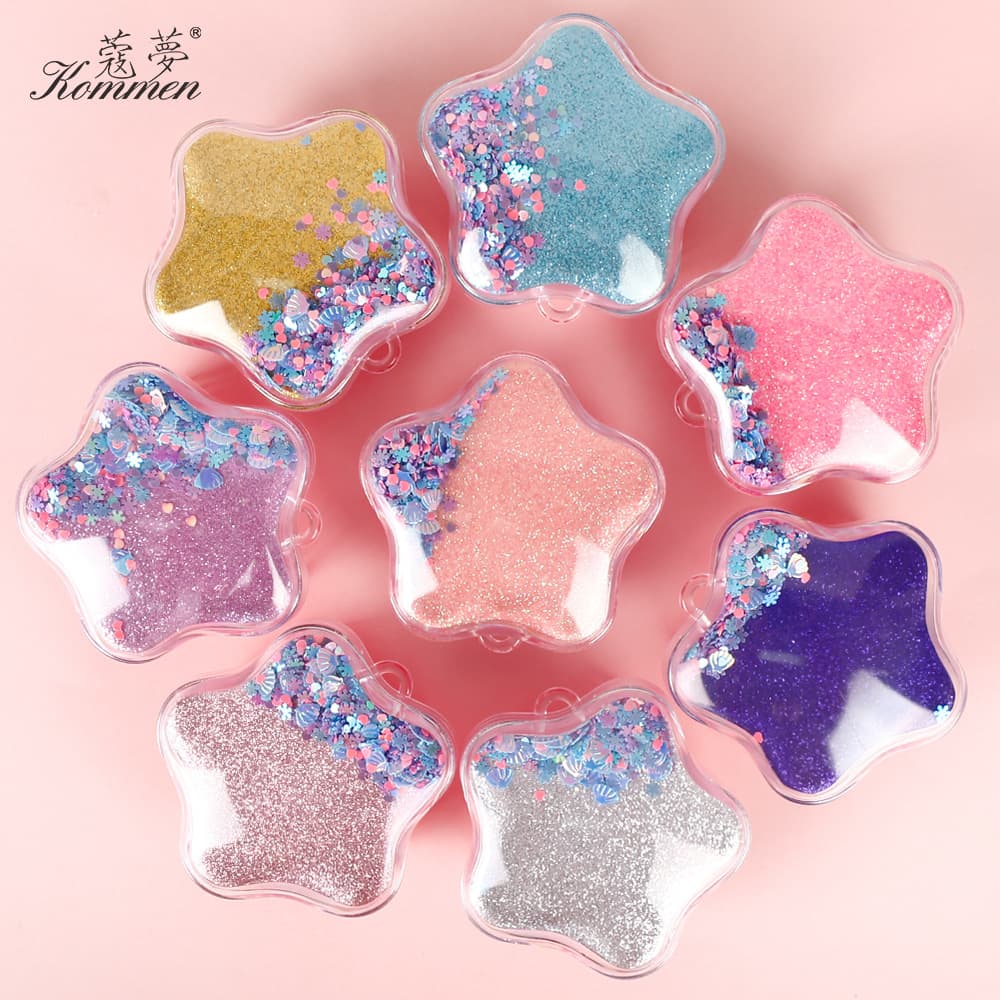 Pentagram comb transparent glitter star hair comb cute girl portable massage comb knot-free hair smoothing comb