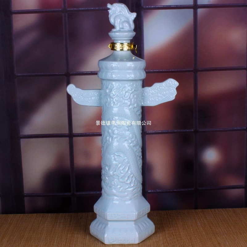3-Jin Capacity Ornamental Column Pillar Ceramic Wine Bottle, Wine Jar, Jingdezhen Ceramic Wine Pot Set, Baijiu Bottle, Sealed