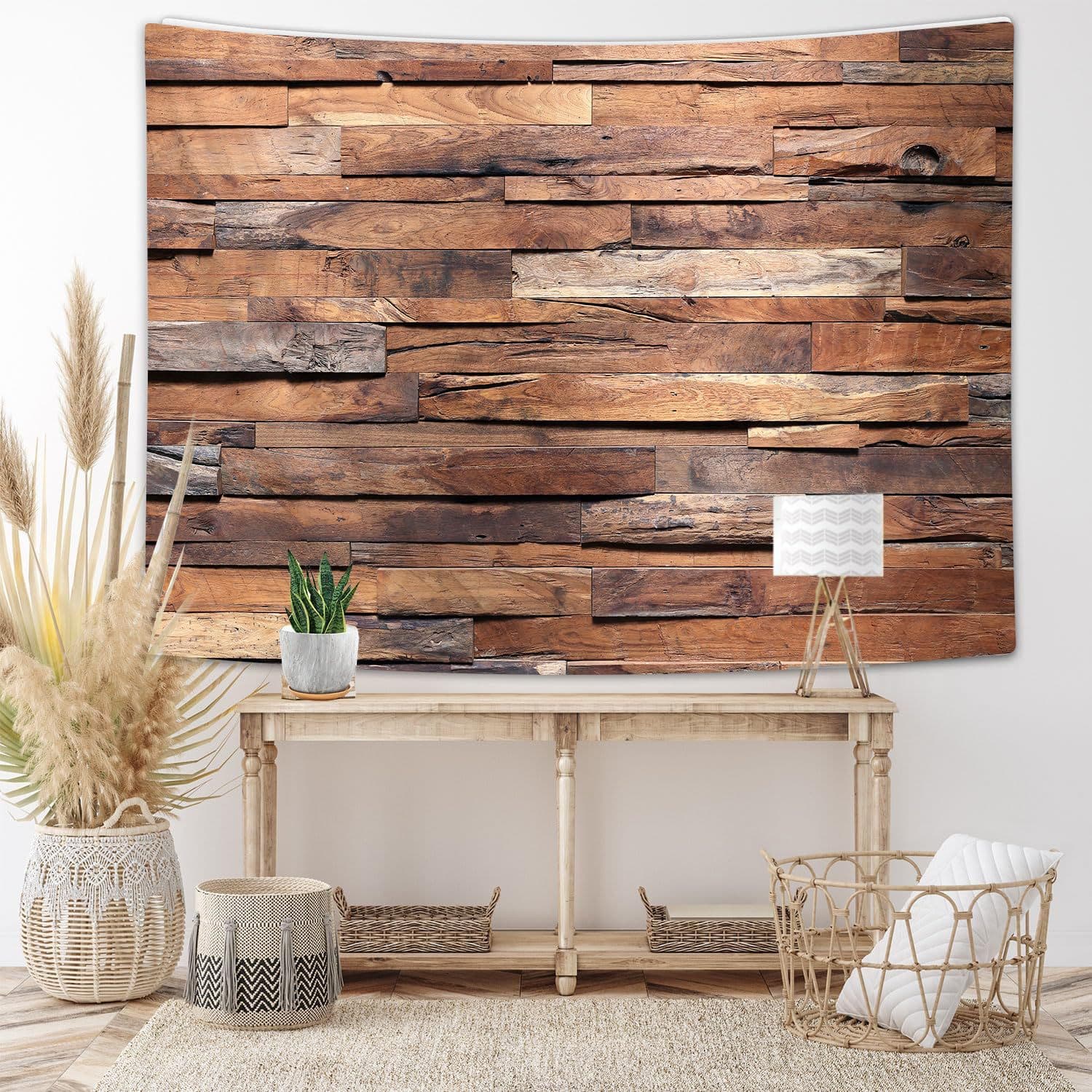 Rustic Wood Plank Texture Pattern Tapestry, Personalized Wall Hanging for Living Room, Bedroom Home Decor