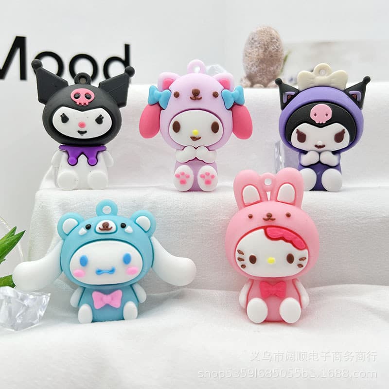 Sanrio Keychain Plushie Hoodie KT Cat Kuroko's Basketball Keychain Blind Box Gift for Party Illness Visitation Other Occasions