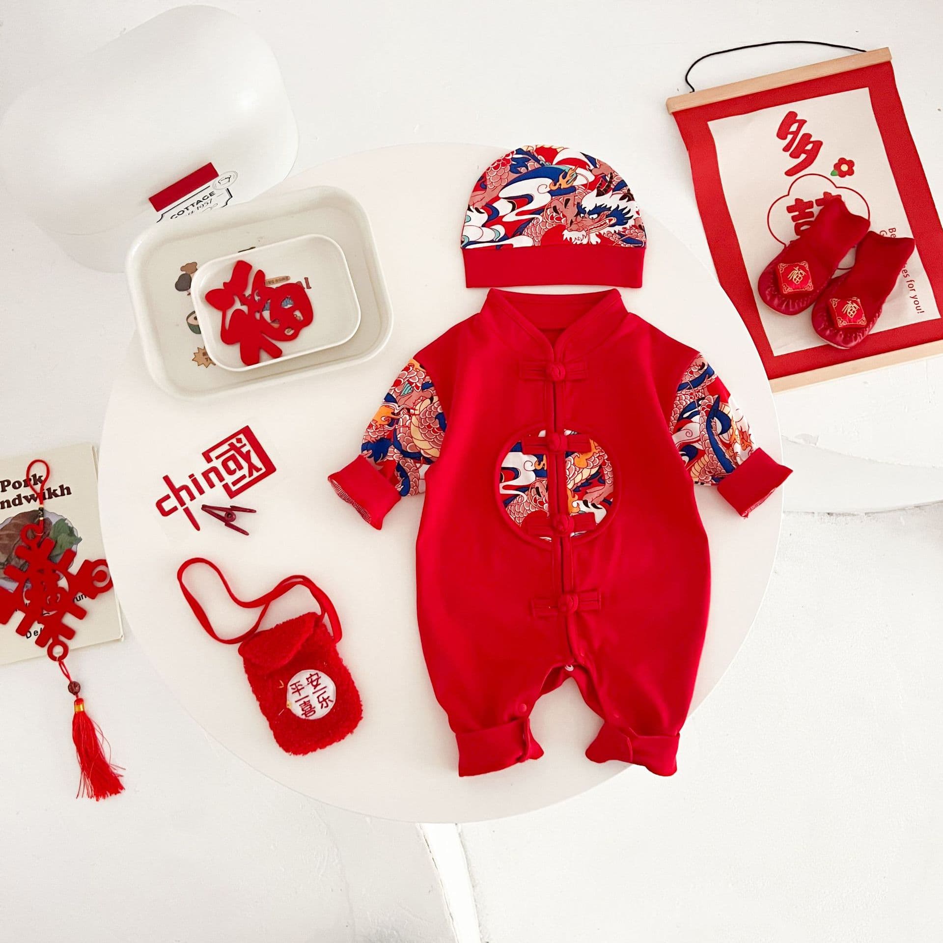 Spring New Arrival Celebratory Baby Clothes Cotton A-Cotton Unisex Festive Design Crawler Suit Baby Romper Spring Autumn