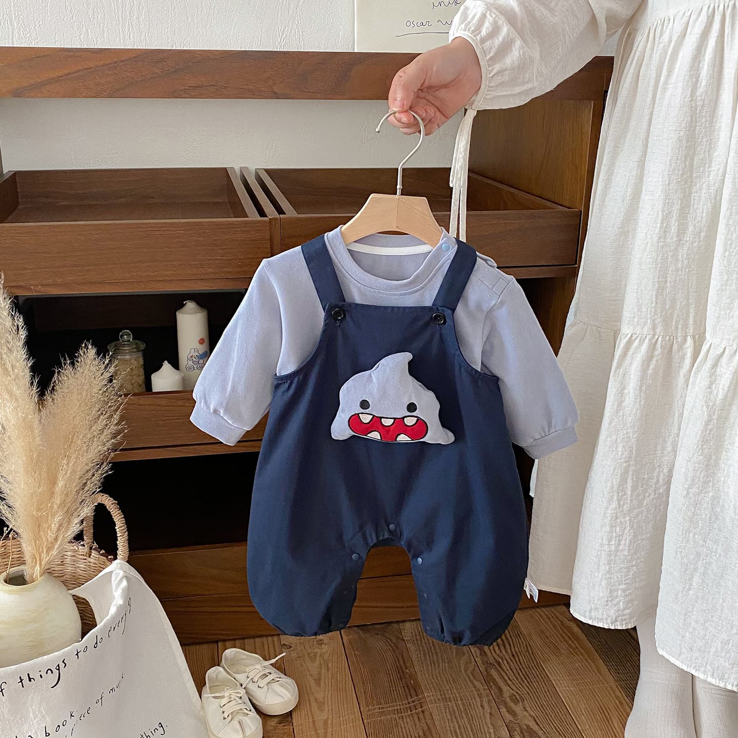 Dianxi 2025 Autumn New Infant and Toddler Cartoon Harness Suit Baby Bottoming Shirt One-piece Two-piece Set