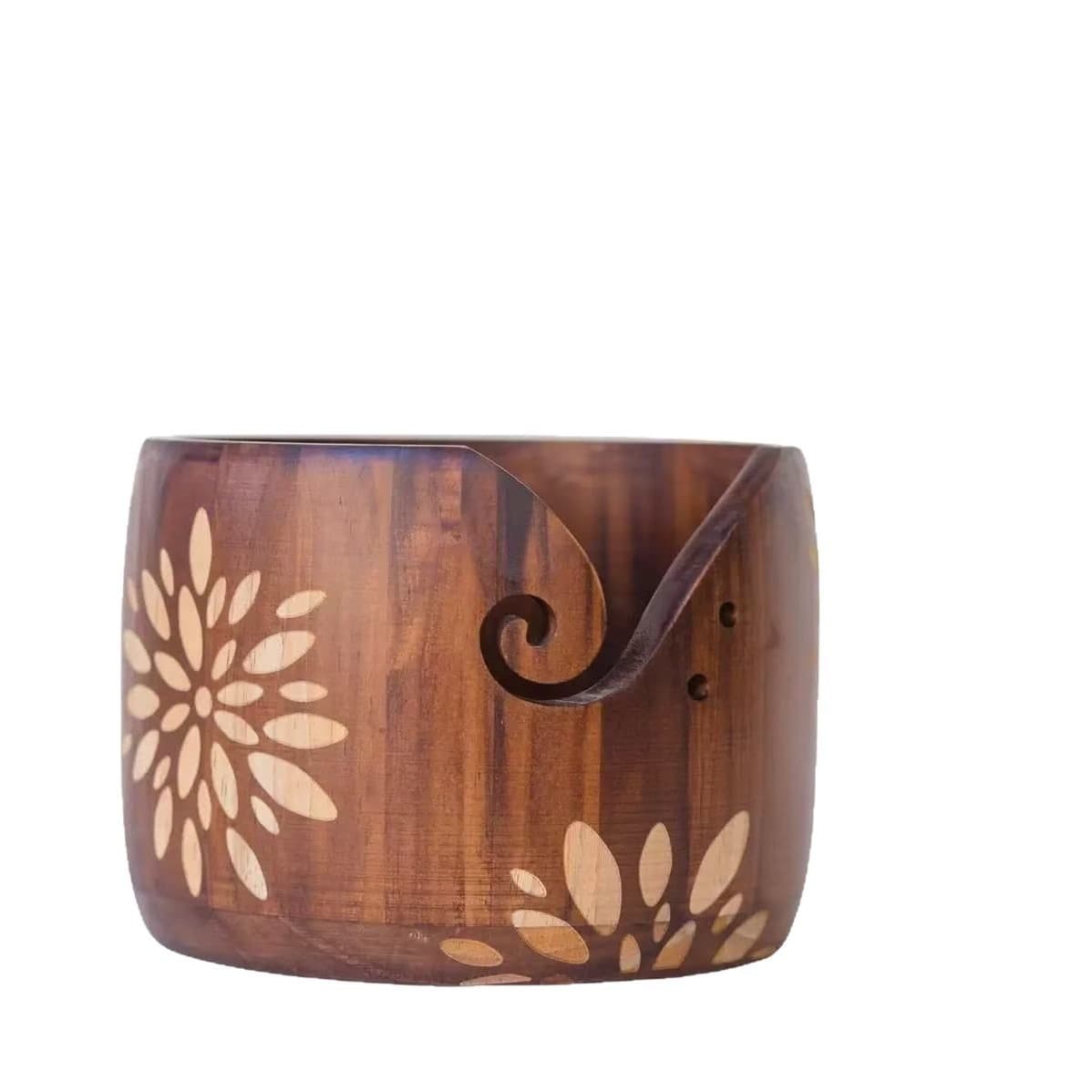 Wooden Yarn Bowl for Home Knitting Yarn Ball Storage, Solid Wood Crochet Hook Yarn Holder, Yarn Storage Bowl Spool Rack