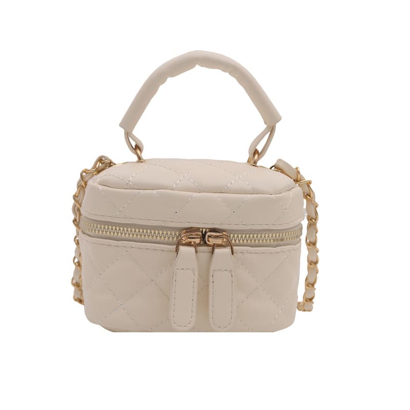 Trendy Diamond Grid Chain Box Bag for Women, New High-Quality Crossbody Bag, Cosmetic Bag, Small Bucket Bag