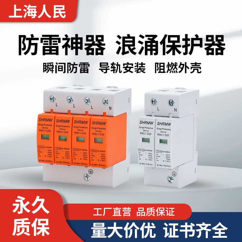 Surge Protector Secondary Lightning Protection Single-Phase Photovoltaic Home Power Supply 220V 2P Surge Module Three-Phase 4P Lightning Arrester
