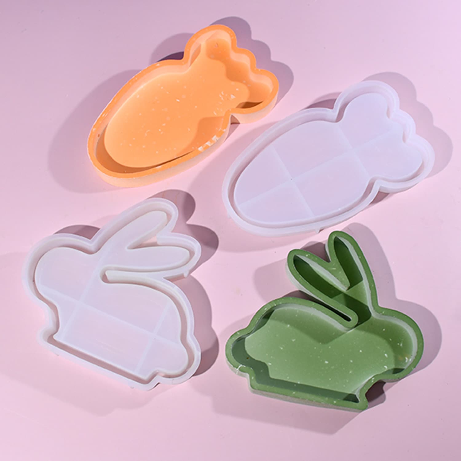Zhongcheng DIY New Easter Cartoon Rabbit Tray Silicone Mold Carrot Tray Plaster Mold