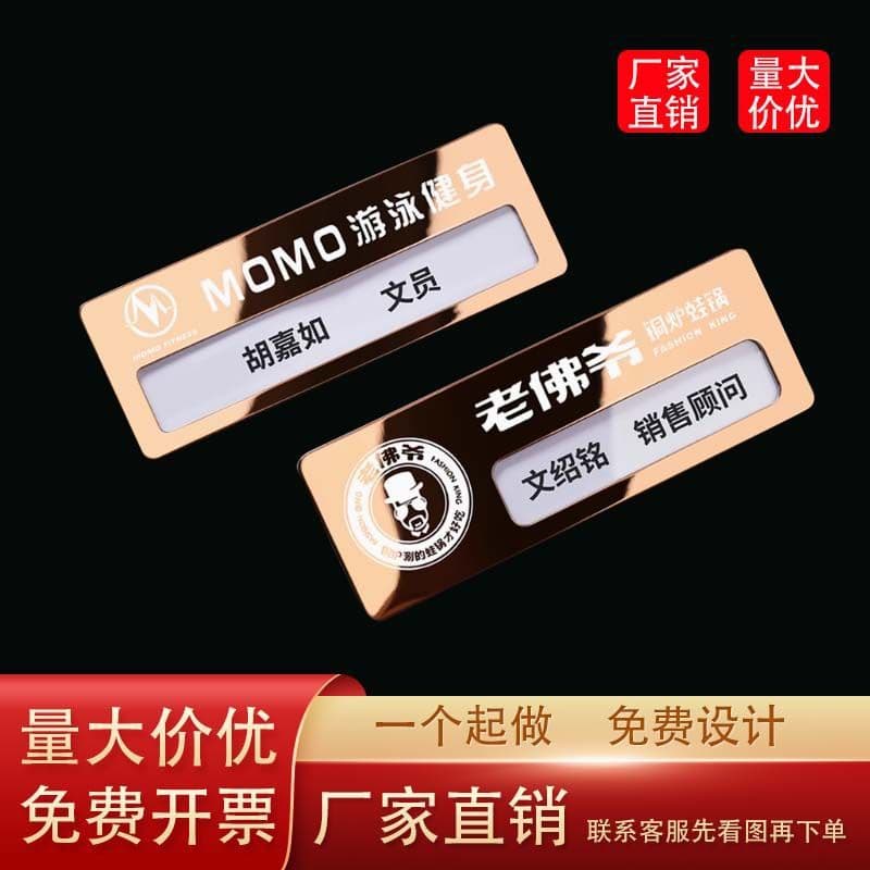 Stainless Steel Card Holder Badge for Employees, Doctors, Nurses, Custom LOGO, Magnetic or Pin Clip, ID Badge
