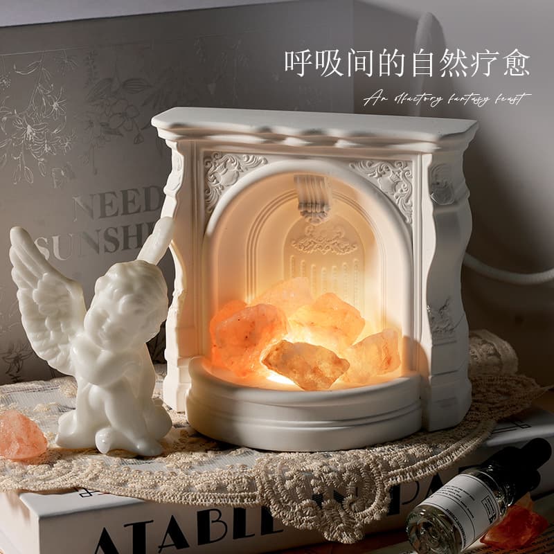 Angel Fireplace Aromatherapy Gift Box Diffuser Stone Plaster Home Decor Night Light Birthday Gift for Women
