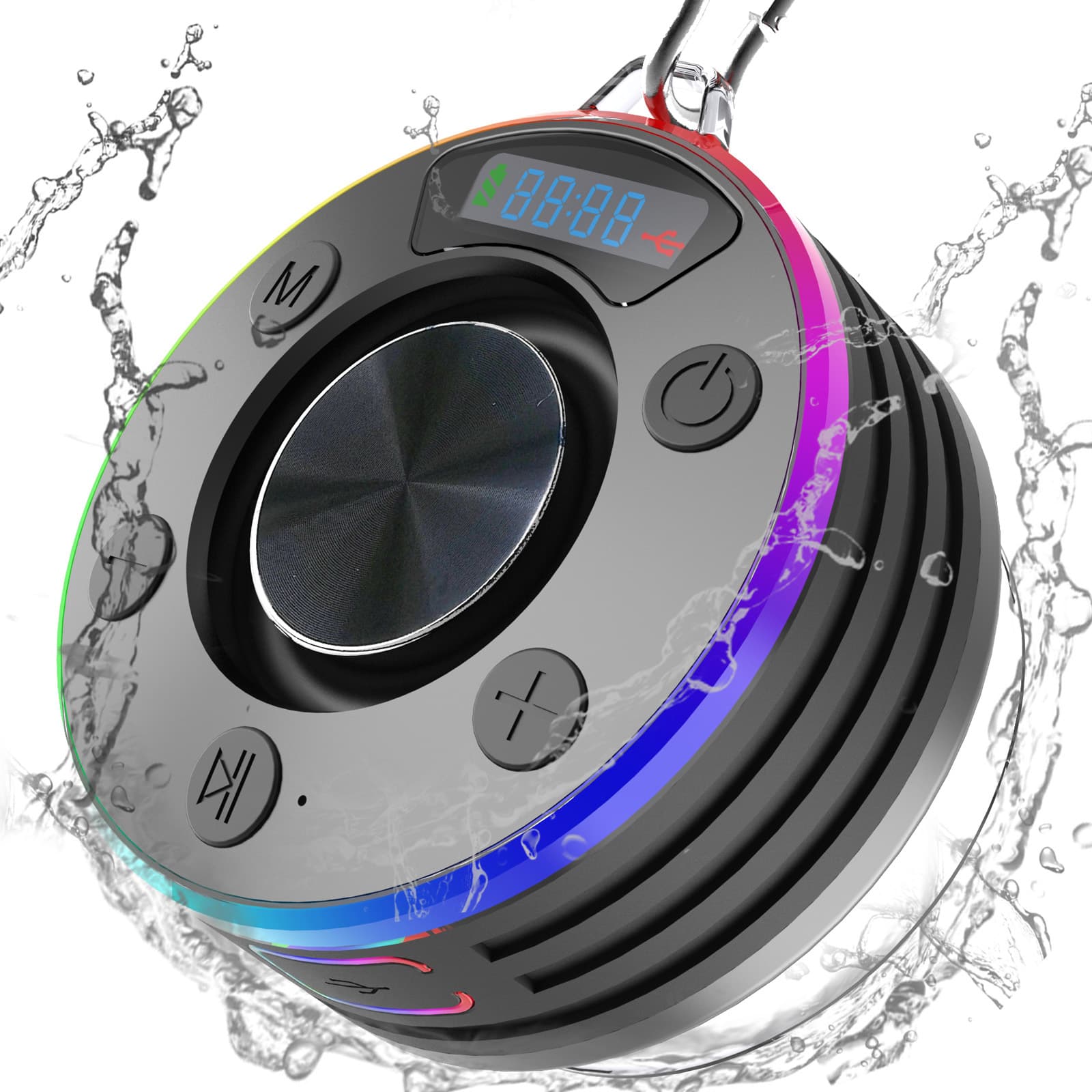 Factory Direct Supply Grade 7 Waterproof Bathroom Bluetooth Speaker Dustproof Mini Wireless Audio Radio Clock