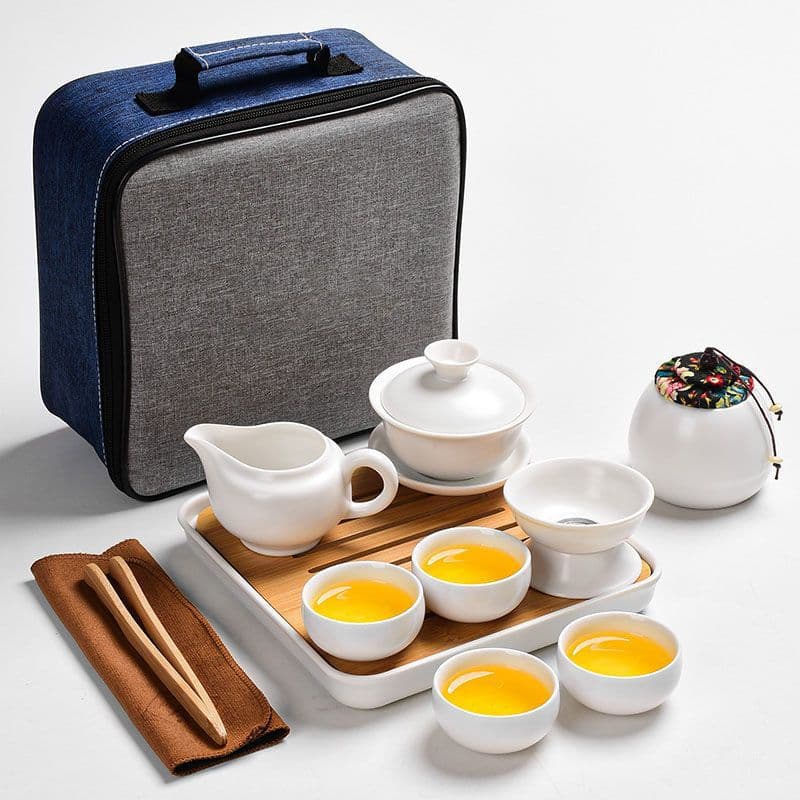 Gongfu Tea Set Home Simple Ceramic Teapot Small Kit, Portable Outdoor Travel Tea Set Complete Foreign Trade Wholesale