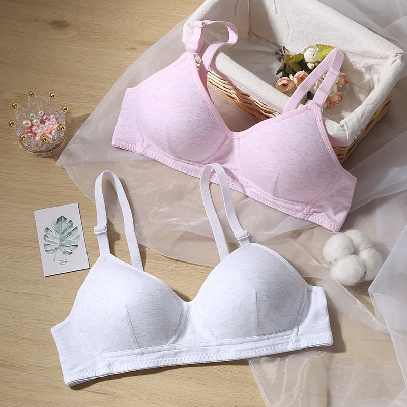 Pure Cotton Girls' Bra Push-Up Shaping Small Bra Thin Style High School Student Development Period College Student Underwear Women No Underwire