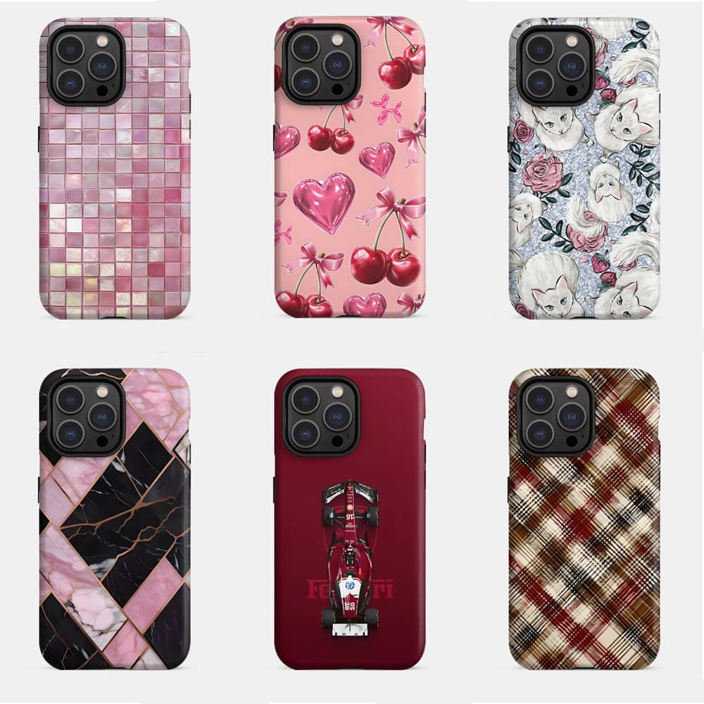 Foreign trade pink plaid cherry suitable for iPhone16 high-looking girls mobile phone case Apple 17 two-in-one protective cover