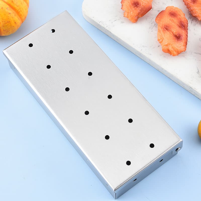 Manufacturer's Stainless Steel Smoking Box, Outdoor BBQ Tool, Thickened Meat Smoker Box, Fruitwood Box, BBQ Spice Box
