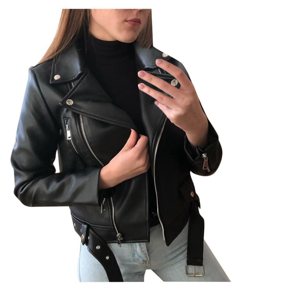 Women's PU Motorcycle Jacket 2025 New Style, Short Spring/Autumn Fit, Slimming, Winter Leather Coat
