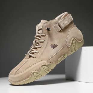 Cross-border Top Layer Genuine Leather Martin Boots Wear-resistant Anti-slip Large Size Octopus Men's Shoes High Top Men Women Sports Casual Shoes