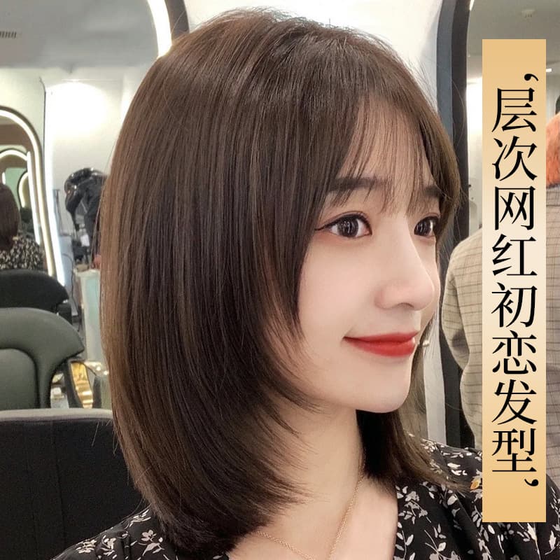 Long Hair Wig for Women, Real Human Hair, New Natural Bob Style, Full Head Wig, Collarbone Length, Full Wig Set