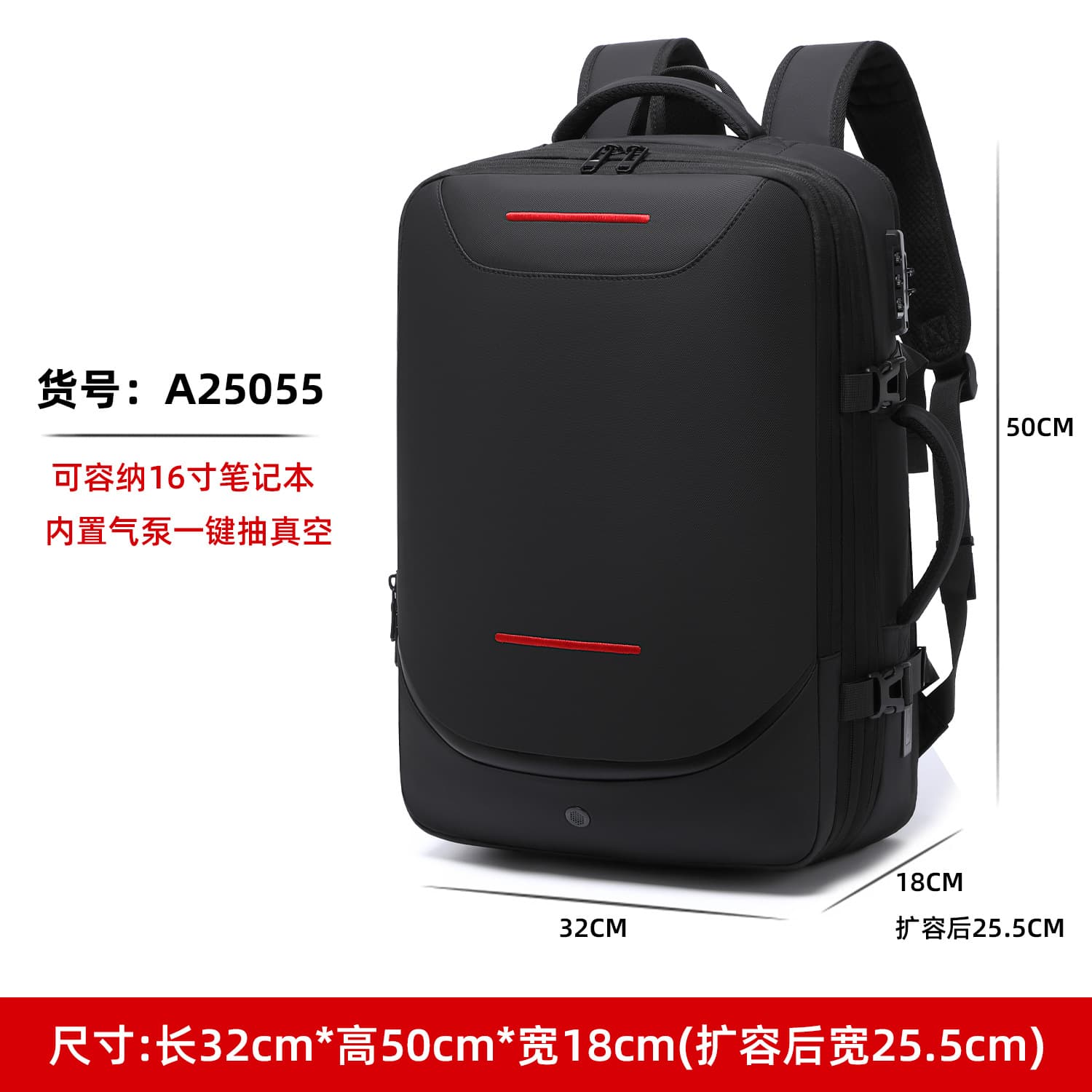 Vacuum Compression Backpack for Men, Business Travel Bag, Large Capacity Space-Saving Laptop Backpack, Multi-Functional Cross-Border