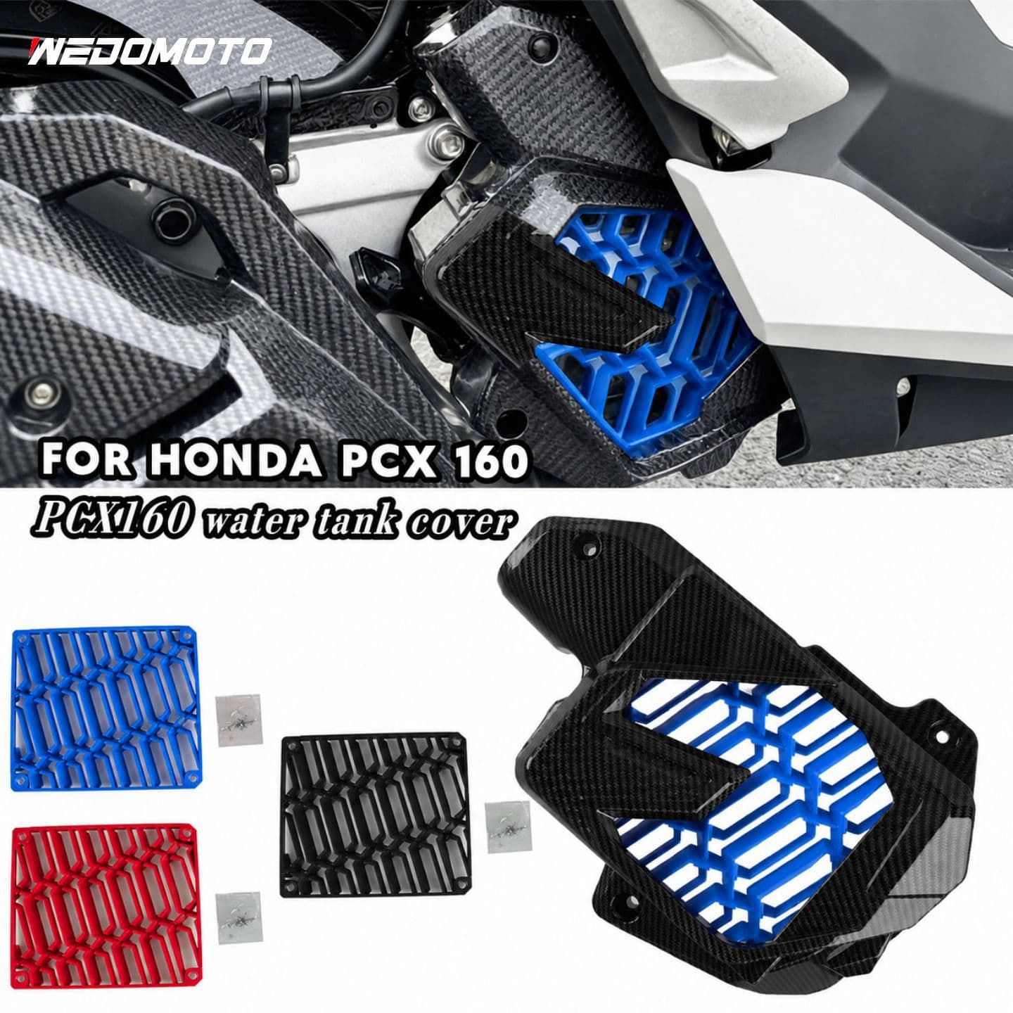 Carbon Fiber Pattern Radiator Cover for Honda ADV160 PCX160 Motorcycle Modification