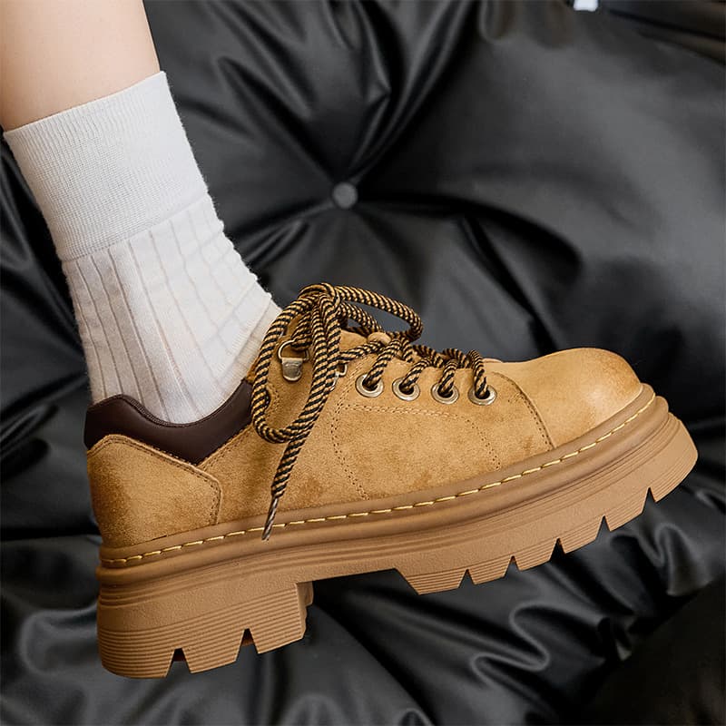 9362 built-up thick-soled school style JK uniform shoes, casual lace-up vintage style retro low-top small leather shoes for women