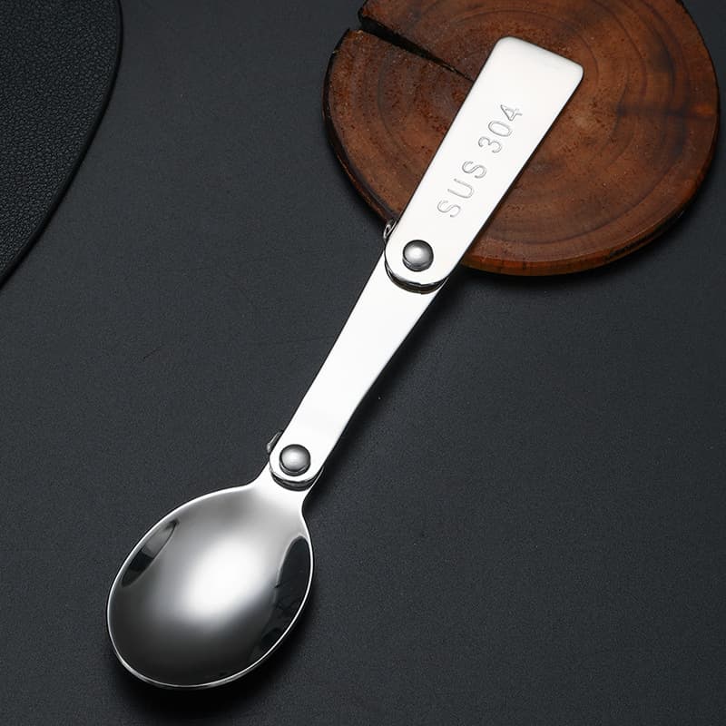 304 Stainless Steel Folding Spoon, Portable Outdoor Three-Fold Spoon, Thermos Cup Spoon, Travel Folding Spoon, Soup Ladle
