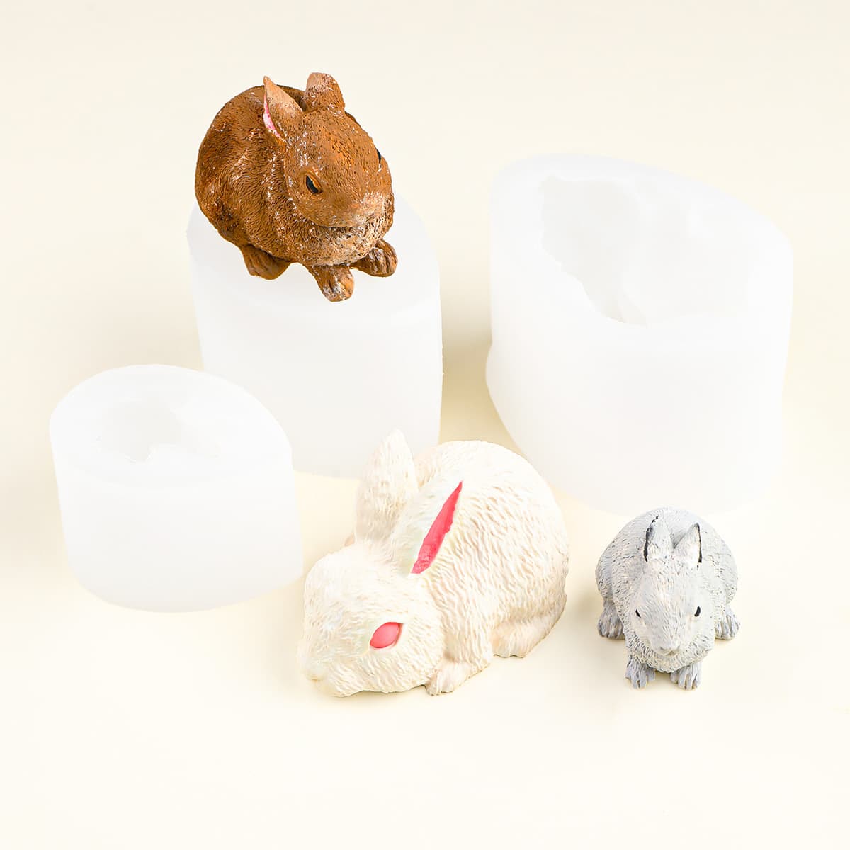 3D Realistic Rabbit Fondant Silicone Mold DIY Car Aromatherapy Plaster Candle Mold Cake Decoration Mold