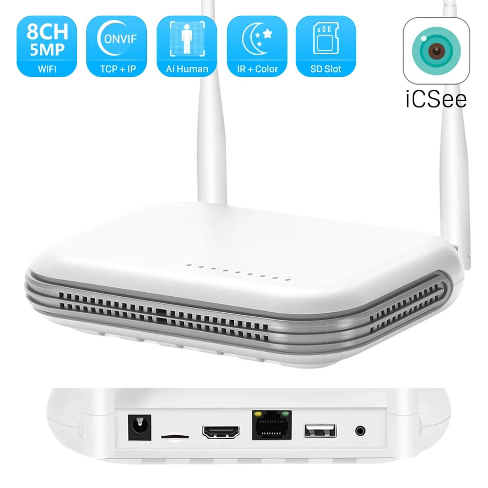 WiFi Network Video Recorder NVR Full HD 8-Channel 5MP Supports XiongMai Camera WiFi PTZ Camera