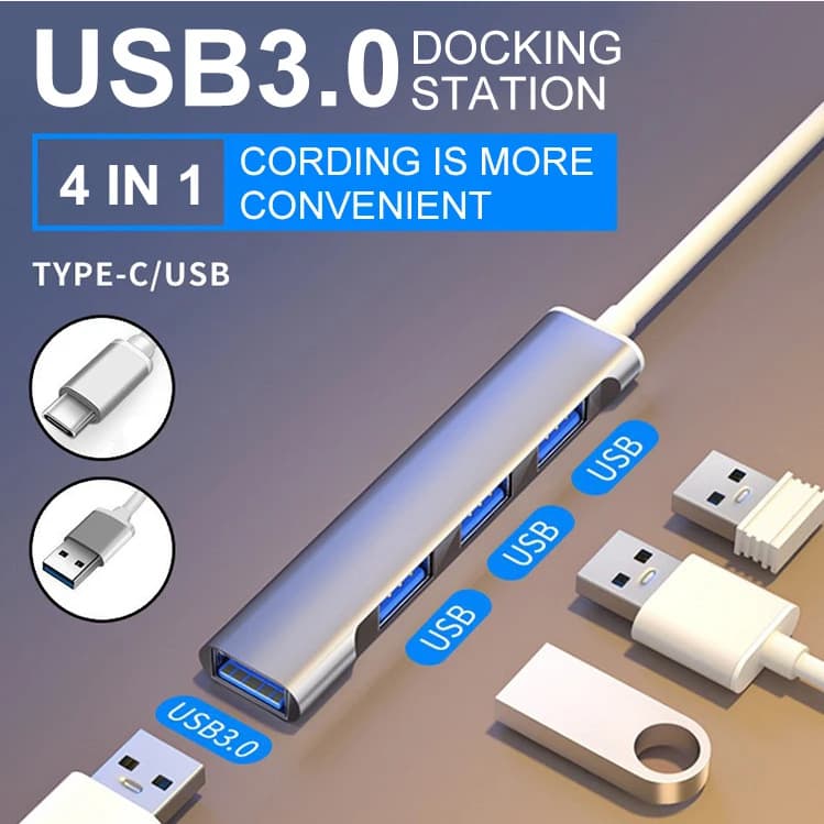 Docking Station 3.0 4-in-1 Type-C USB Hub Phone Laptop Keyboard Mouse HUB Adapter Network Cable