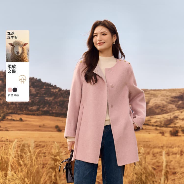 [100% Sheep Wool Slim Fit Woolen Coat] Slim Fit Plus Size Lazy Simple Cardigan, New Winter Style for Curvy Women