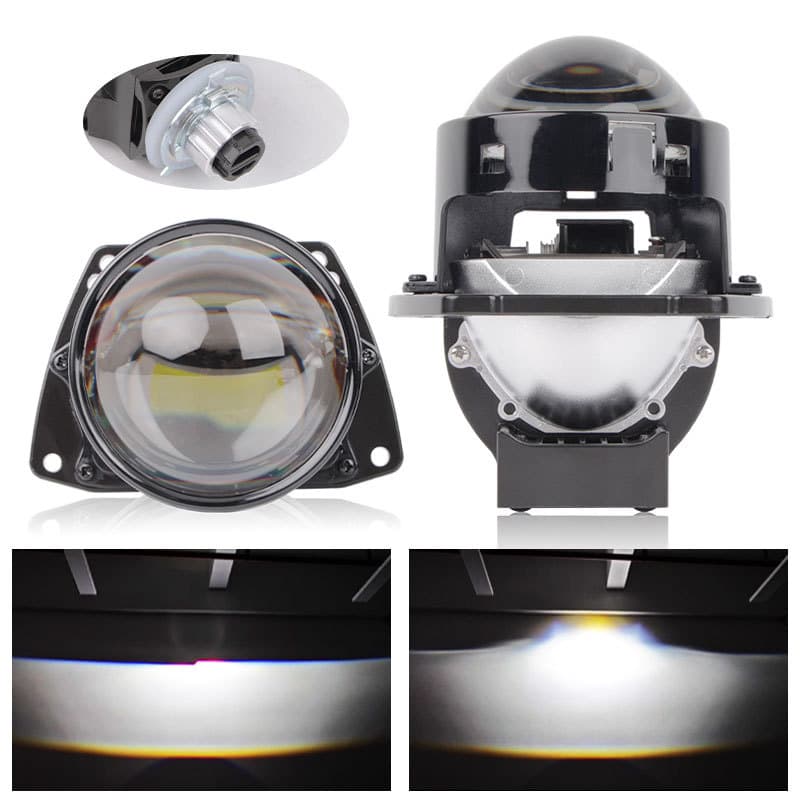 3-Inch LED Bi-Lens Headlight Dual Cup Car Headlight Modification Universal Super Bright White Light Lens Headlight