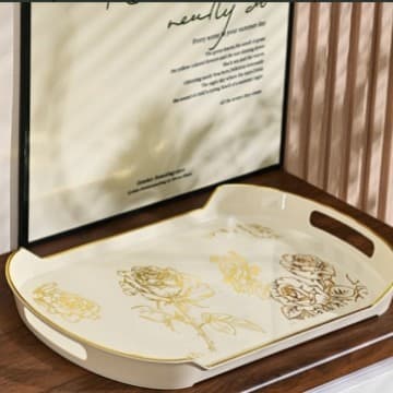 Household high-looking light luxury fruit plate Arabian style retro fruit plate with handle pet golden luxury tray