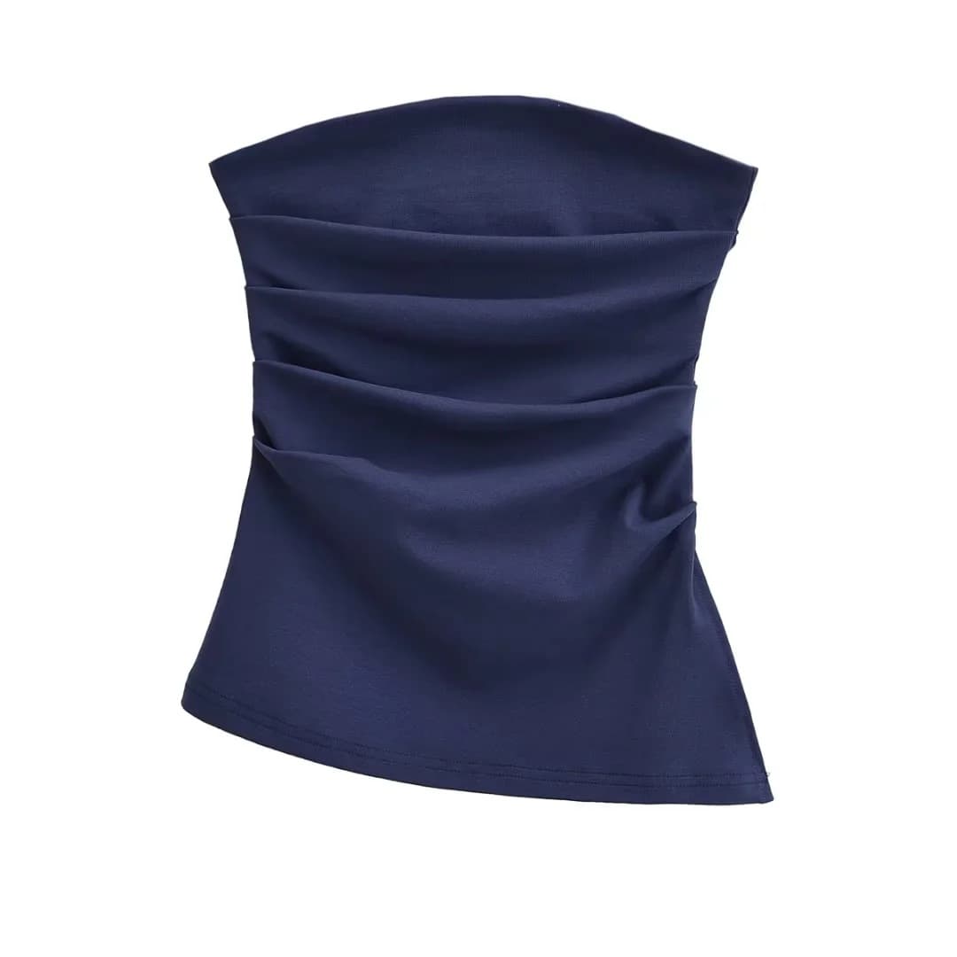 American-style Off-Shoulder Tube Top for Women Summer Strapless Design Ruffled Asymmetric Top