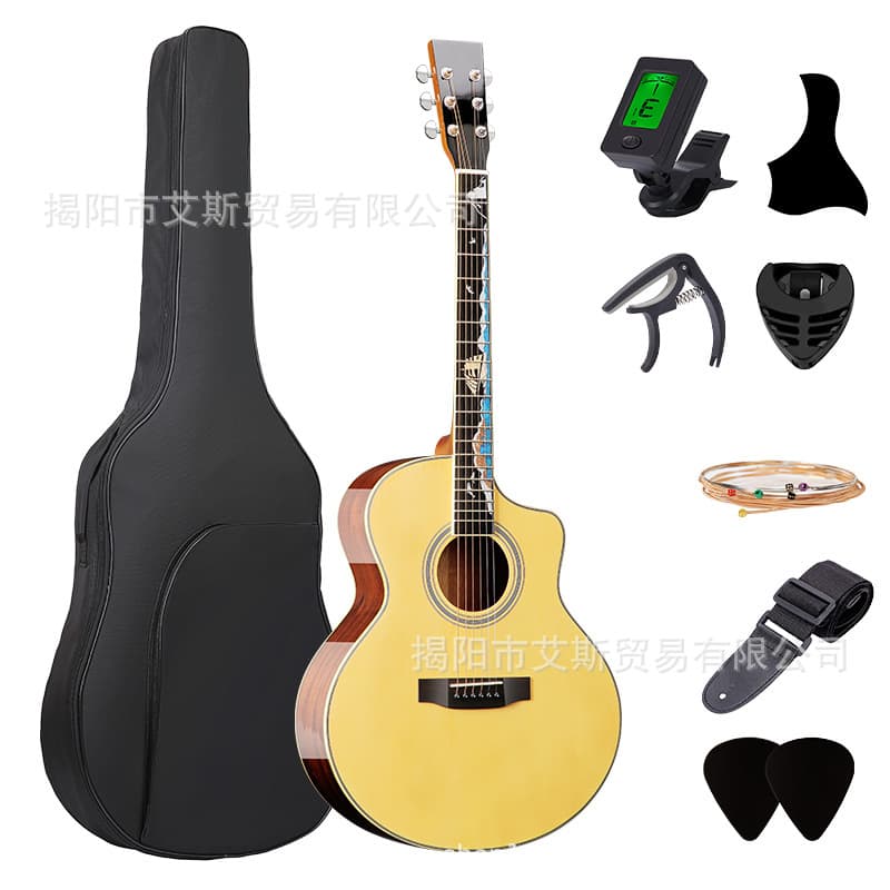 40/41 Inch Folk Guitar - All Solid Spruce and Mahogany Guitar Accessories Musical Instruments