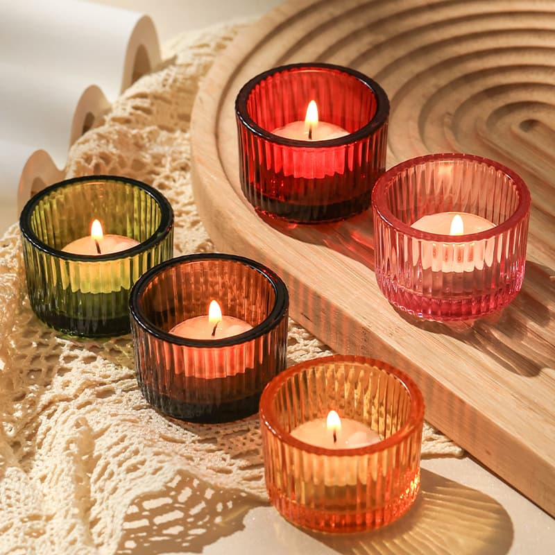 Hot-selling Small Candle Holder Jar Colorful Vertical Stripe Candle Cup Minimalist Style Candle Jar Home Decoration Scented Candle Cup