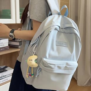 2025 High School Student Backpack Women Middle School Preppy Style Backpack Solid Color College Student Simple Versatile Daypack