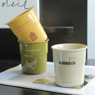 Ins Style Simple Cute Cream Color Handheld Cup, Coffee Cup, Water Cup, Milk Cup, Breakfast Cup, Cartoon Cup