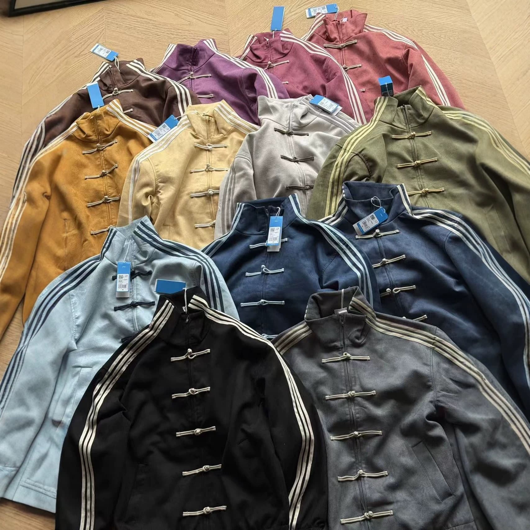 Cross-border High-End New Chinese Style Buttoned Suede Stand Collar Tang Suit Retro Stand Collar Jacket Unisex