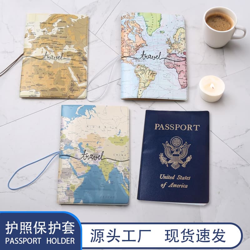 Travel Document Set Map Three-dimensional Passport Holder Passport Holder Passport Protective Case Air Ticket Passport Bag
