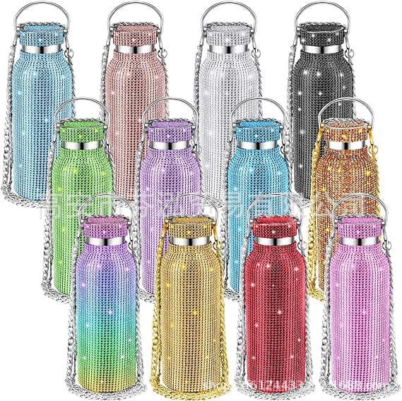 Cross-border American-style Diamond Rhinestone Stainless Steel Vacuum Insulated Tumbler, Coffee Cup, Juice Cup, Water Cup, Christmas Gift Cup