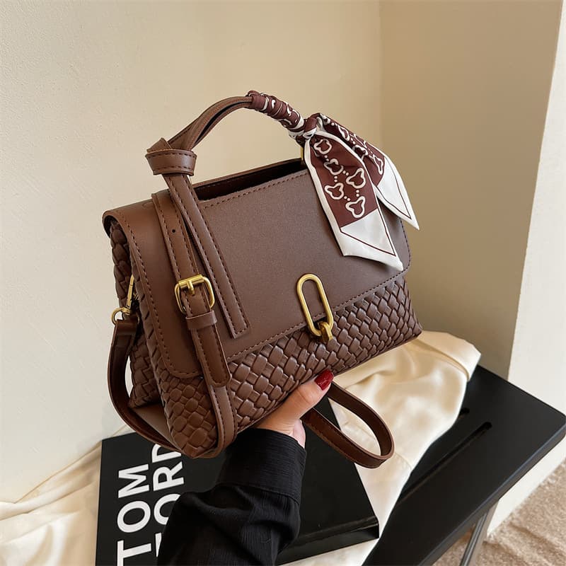 Women's Bag New Simple Textured Trendy Square Bag Autumn Plaid Shoulder Bag Casual Handbag