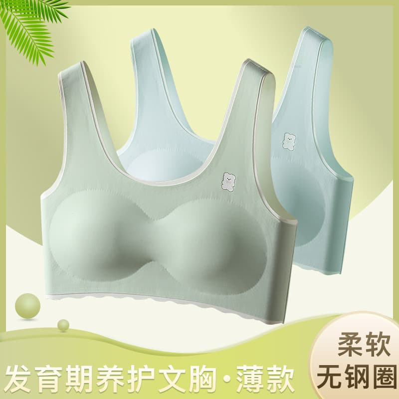 Ice Silk Seamless Bra for Girls Puberty Summer Thin Style Teenage Students Children Girls Ages 7-18 Camisole Tube Top