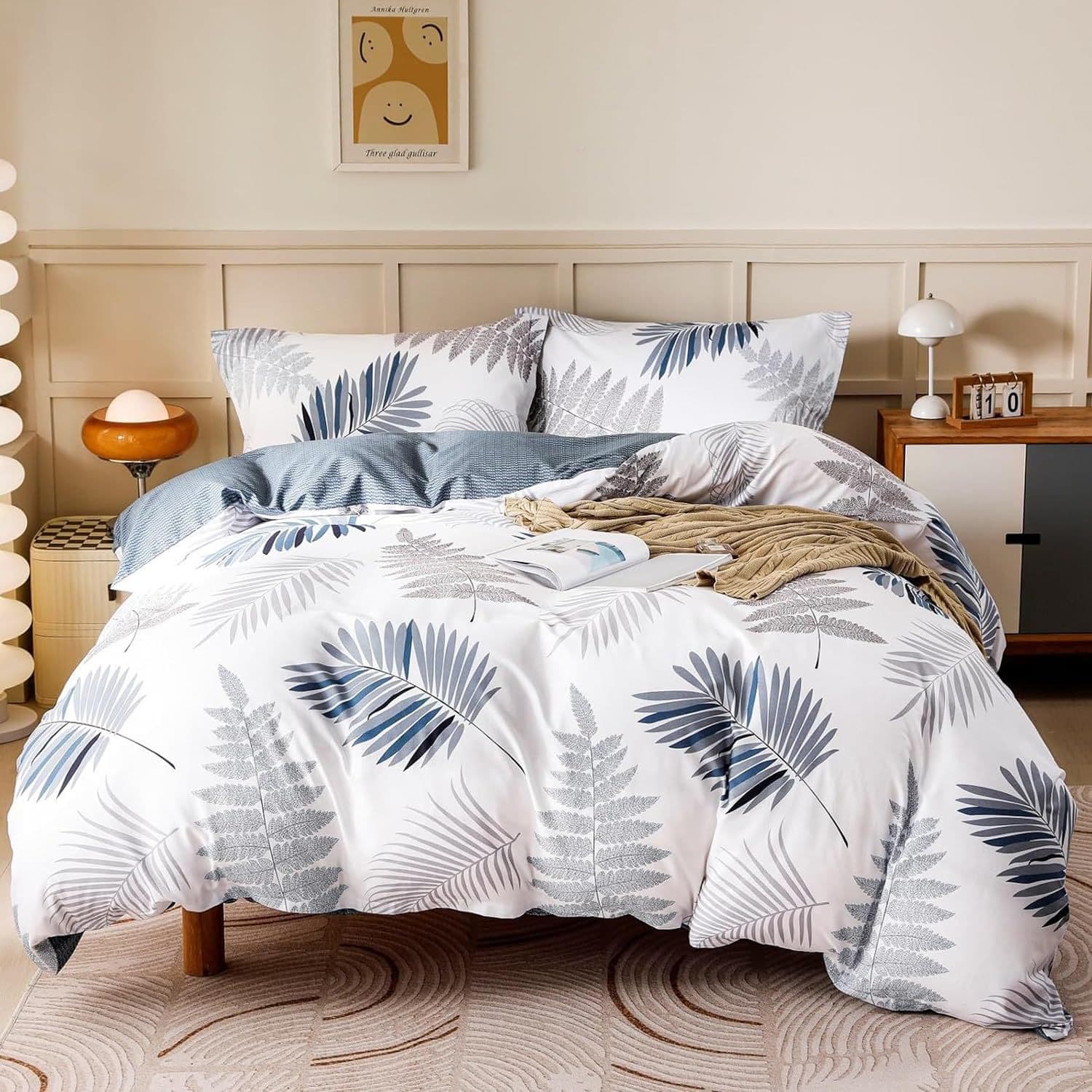 Cross-border Amazon leaf double-sided quilt cover three-piece bedding set down set factory direct sales wholesale