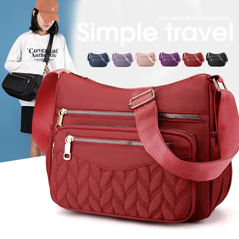 Women's Multi-Layer Crossbody Bag Large Capacity Storage Versatile Shoulder Bag Simple Middle-Aged Commuter Style Mom Bag