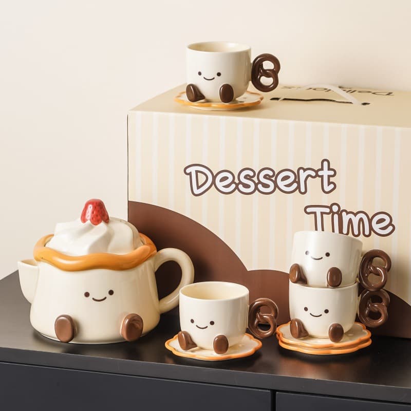 Cake Tea Set Housewarming Water Cup Set Home Hospitality Ceramic Cup Kettle Birthday Gift