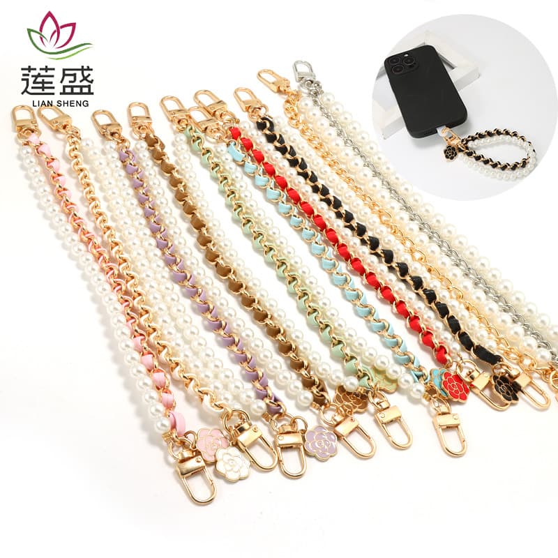 New Cross-Border Phone Strap, Universal Phone Lanyard, Small Fragrance Style Phone Chain, Pearl Chain