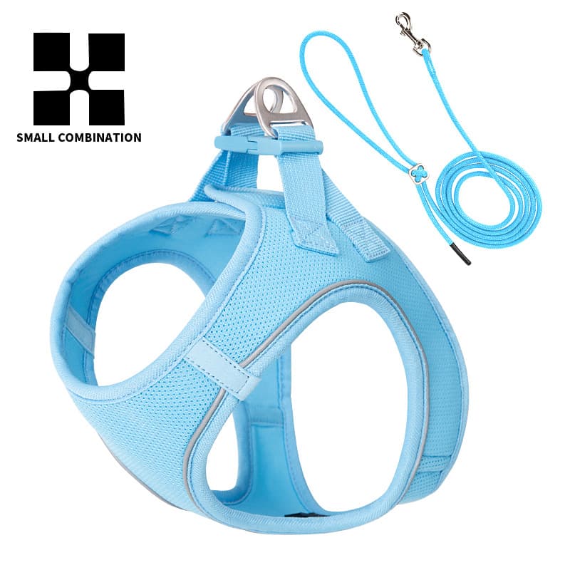 Small combination pet dog harness, breathable and soft, can be used for walking small dogs. Foreign trade cross-border Amazon