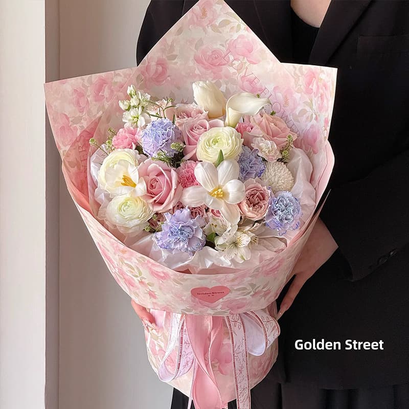 Dream Garden Flower Shop Oil Painting Style Art Paper Kraft Paper Bouquet Wrapping Paper Florist Fresh Flower Packaging Material Floral Supplies