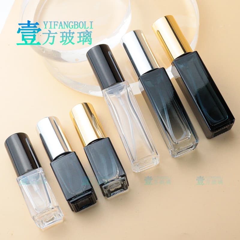 Square spray bottle 3ml 10ml glass perfume bottle anodized aluminum nozzle filling bottle sample perfume bottle