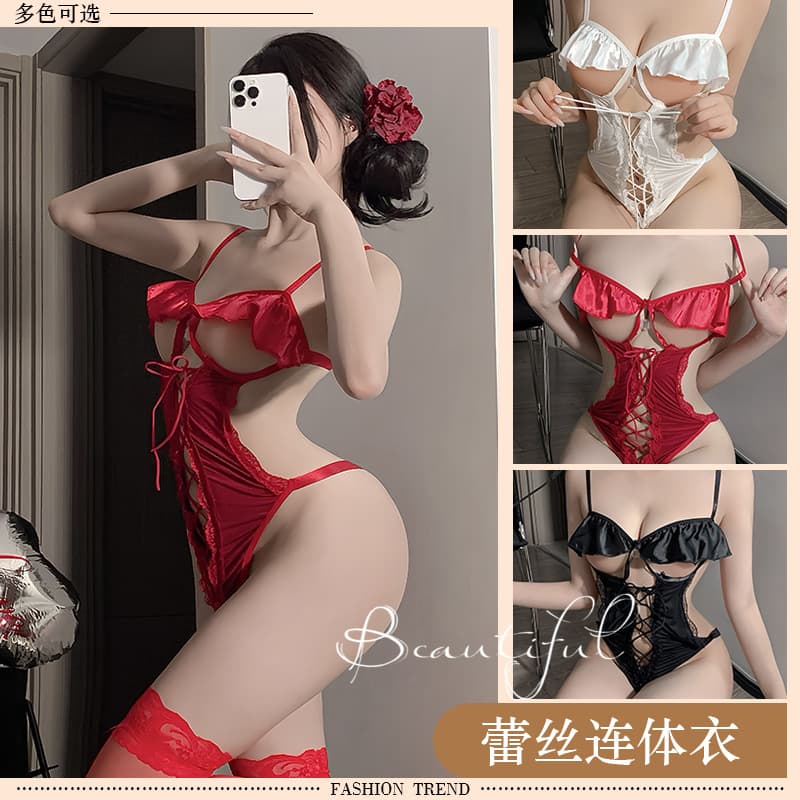 Red Seductive Lingerie for Women Sexy Sleepwear Costume Temptation Set with Straps QQNY Bodysuit Mood Clothing 2619